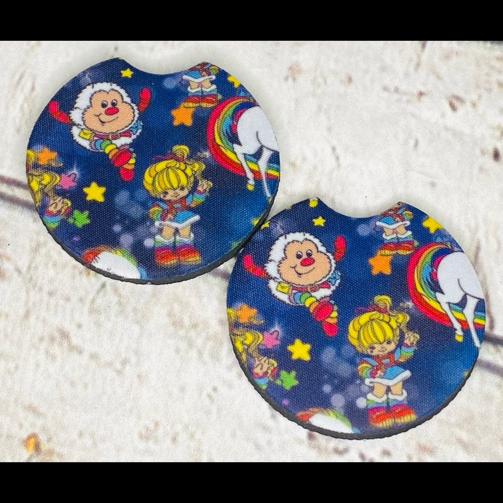 Rainbow Brite Car Cup Coasters Set New